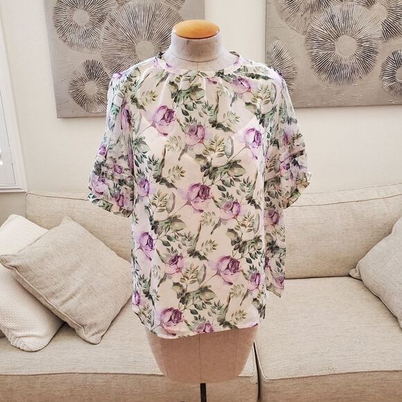 INC Floral Puff-Sleeve Blouse - Picture 2 of 13